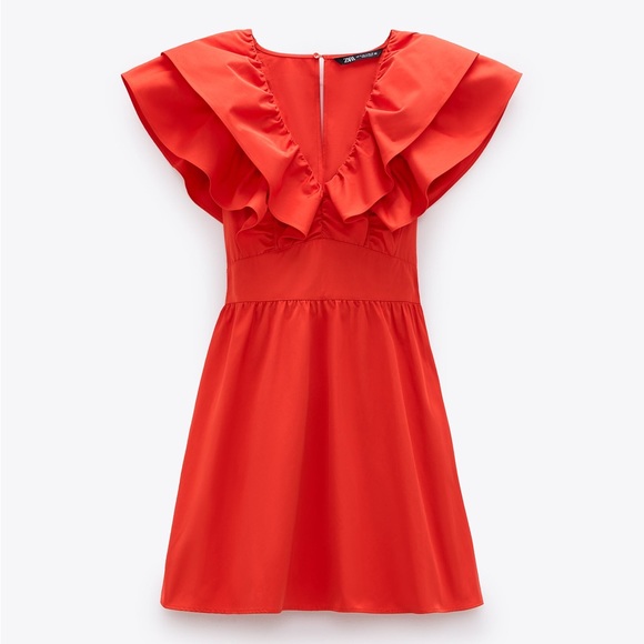 ❤️‍🔥 Fiery Red Ruffle Sleeve Mini Dress 💃 - Picture 1 of 7